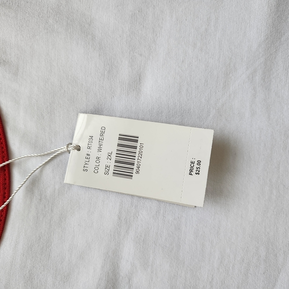 Red and White Men's Raglan Top Size 2XL - Picture 9 of 9
